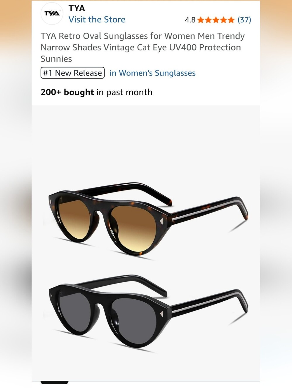 Vintage Cat Eye Sunglasses - Tortoise & Black Lens Options